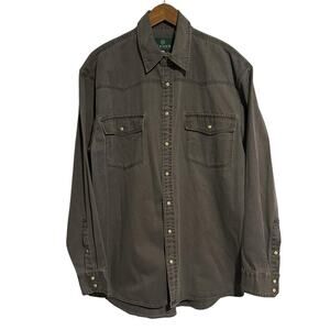 NWOT Schnee’s Long Sleeve Western Pearl Snap Shirt Dark Olive Large